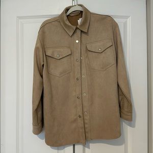 NWT Zara Faux Suede Nude Shacket